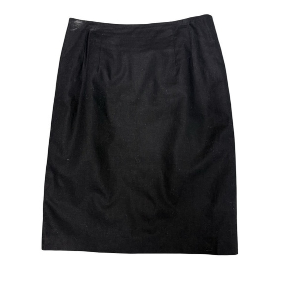Chadwicks Black Cotton Linen Blend Pencil Skirt Back Zipper Lined - Size 10